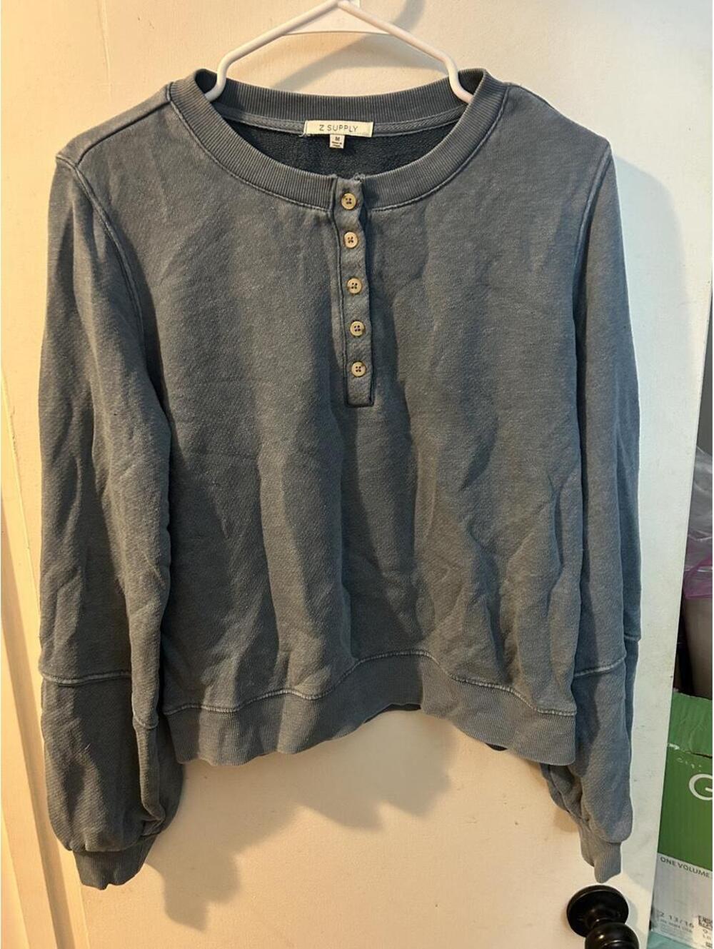 Z Supply blue cropped sweatshirt in size M